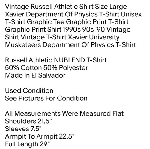 Camisa Atlética Russell De Colección Talla Grande Xavier Departamento de Física Camiseta - Imagen 2 de 6