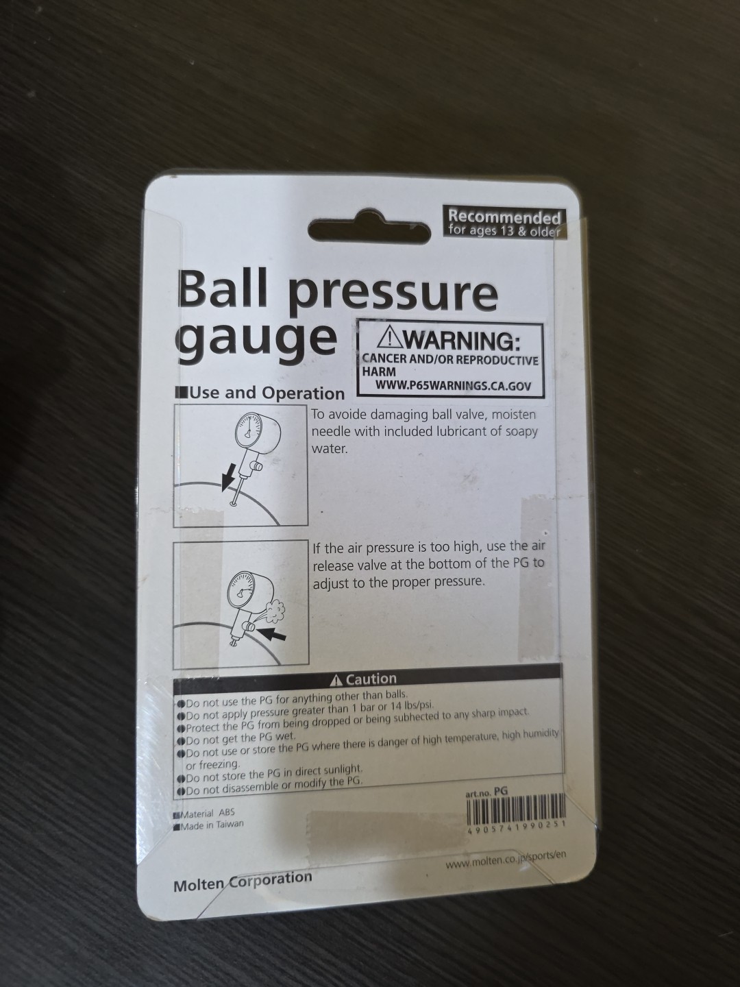 New/Sealed PG Pressure Gauge with Built-in Release Valve, Black, Free Ship