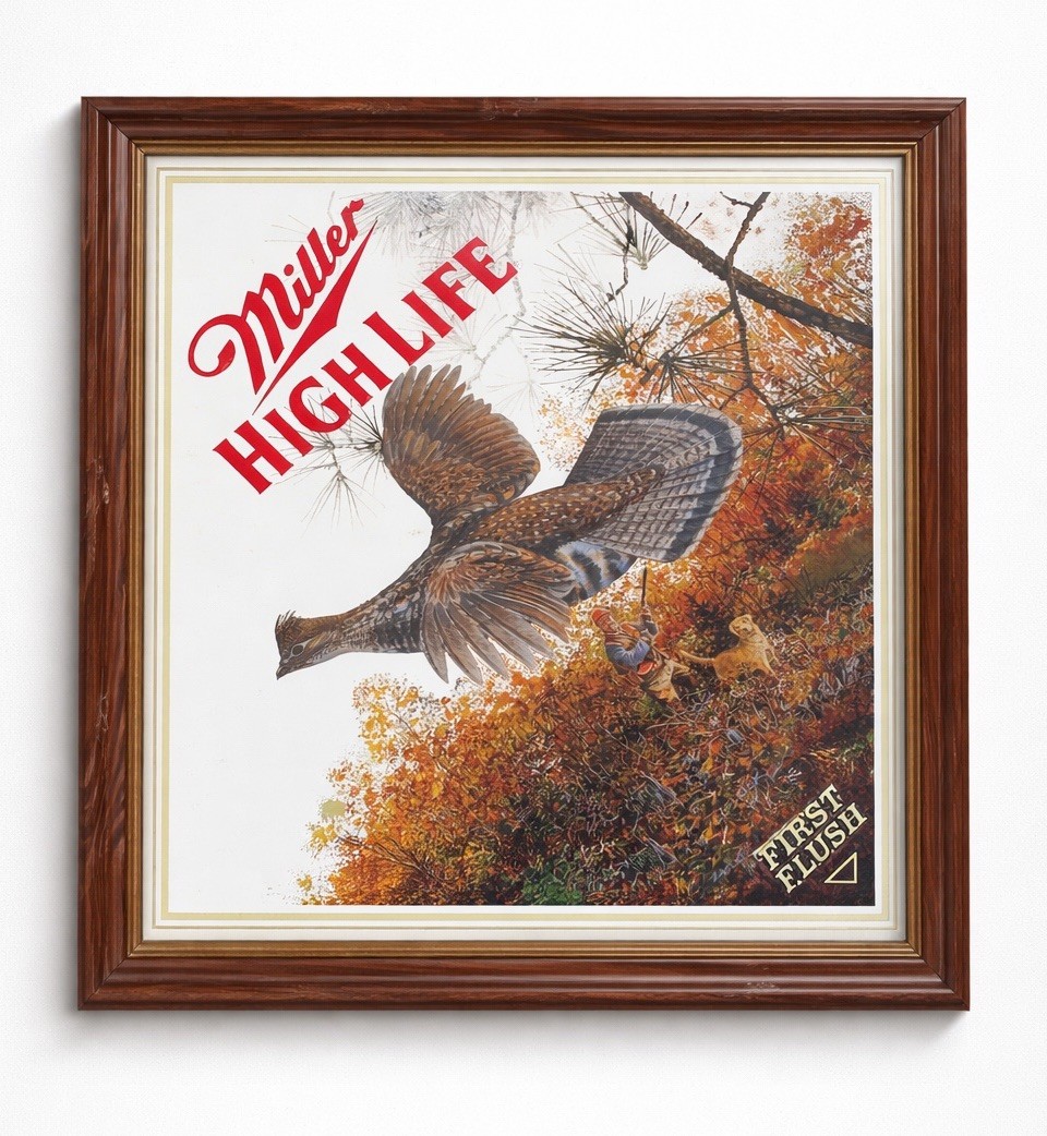 Miller High Life First Flush Grouse Diamond Beer Bar Mirror Scott