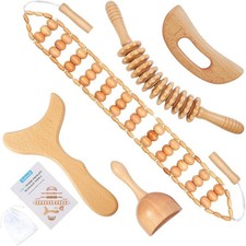 5-in-1 Wood Therapy Massage Tools Lymphatic Drainage Massager for Muscle Pain