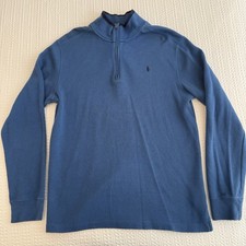 Polo Ralph Lauren Sweater Youth Boys Sz XL 18-20 1/4 Zip Blue Pullover Pony Logo