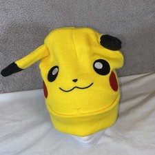 Pokemon Pikachu Knit Beanie Hat Adult OSFM Winter Yellow Cap w/ Ears