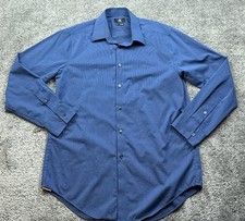 Calvin Klein Shirt Mens Large Blue Slim Fit Non Iron Dress Long Sleeve Collared
