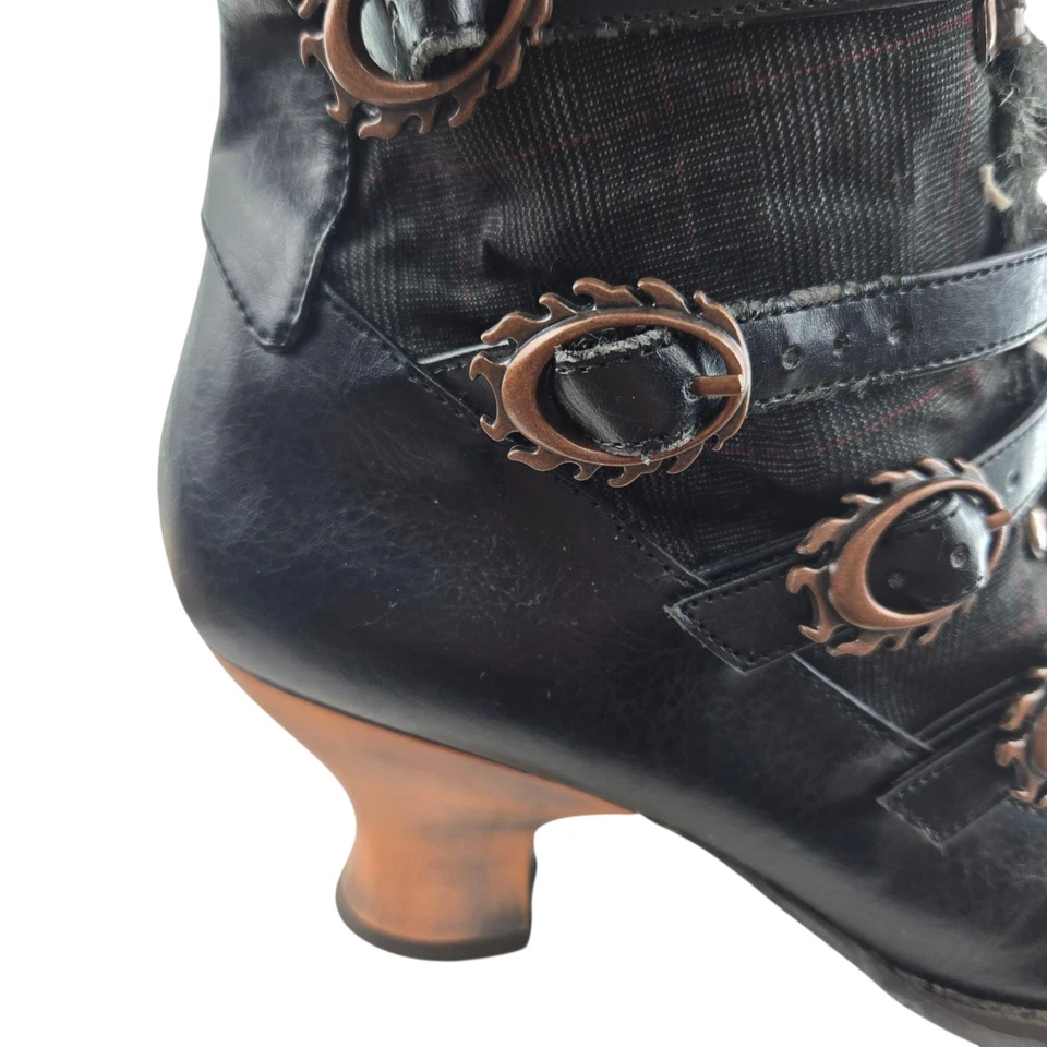 Hades Nephele 蒸汽朋克踝靴女式 10 哥特式火焰扣维多利亚 — 第 2/4 张图片