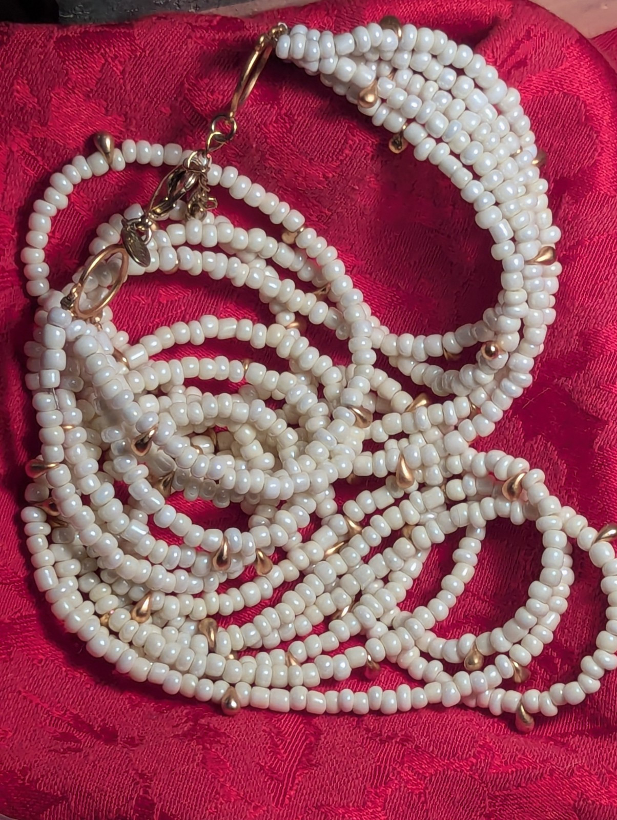 Express Cream White Multi Strand Beaded Adjustabl… - image 5