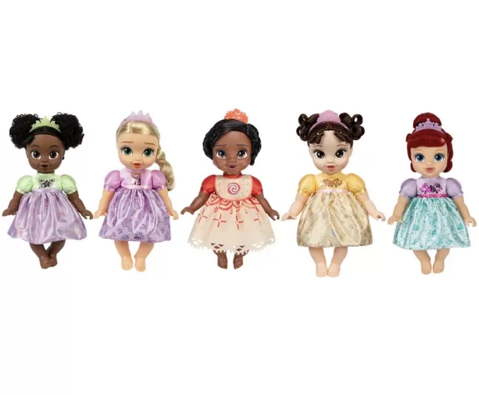 Disney Prinzessin Baby Puppe Hochstuhl Fütterungsset Moana Tiana Rapunzel Belle Arielle