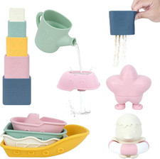 Silicone Baby Bath Toys Set for Toddlers, 12 PCS Mold-Free Fun