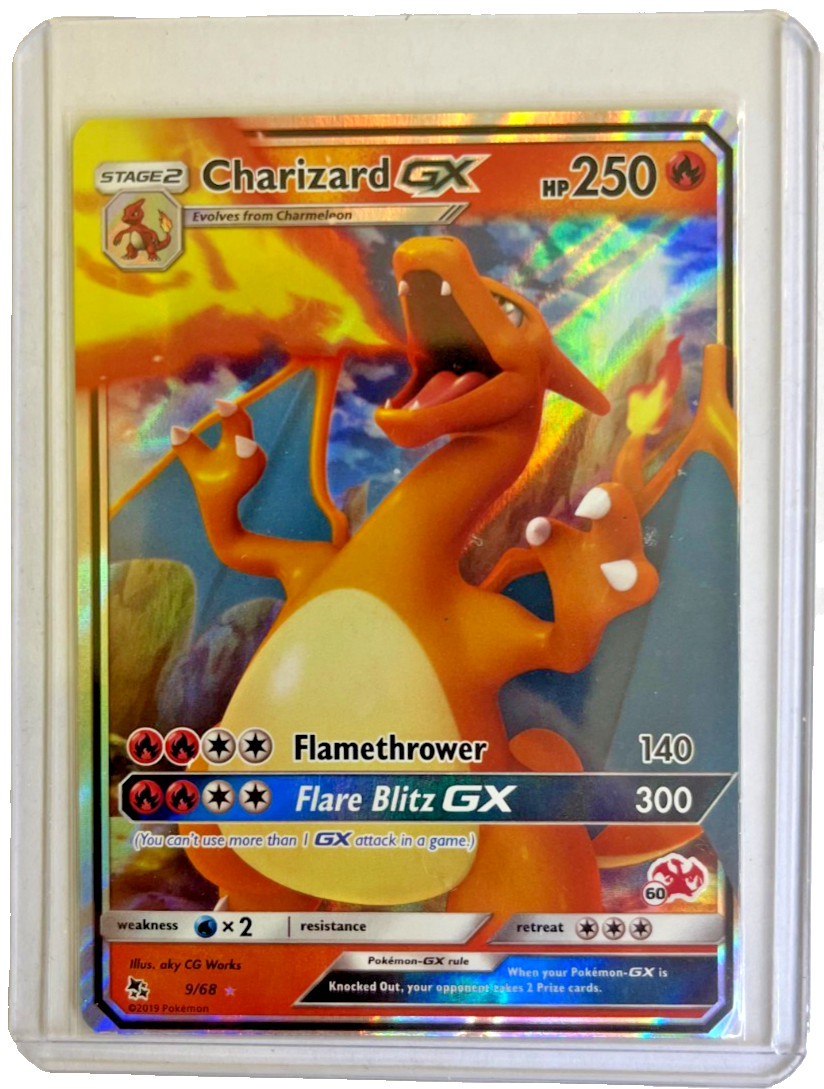 Pokemon TGC Charizard GX #9/68 Hidden Fates Holo Full Art Stamped