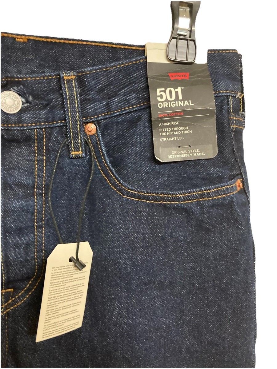 Men's Levi's 501 Original Fit Jeans Blue Dark Wash Size 27x32 NWT