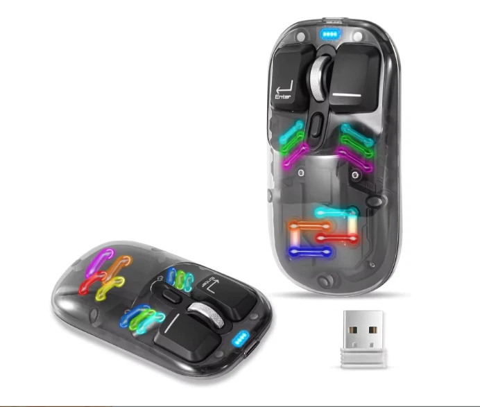 Transparent Wireless Bluetooth Mouse USB-C Rechargable Gaming For PC Laptop UK - Image 2 of 4