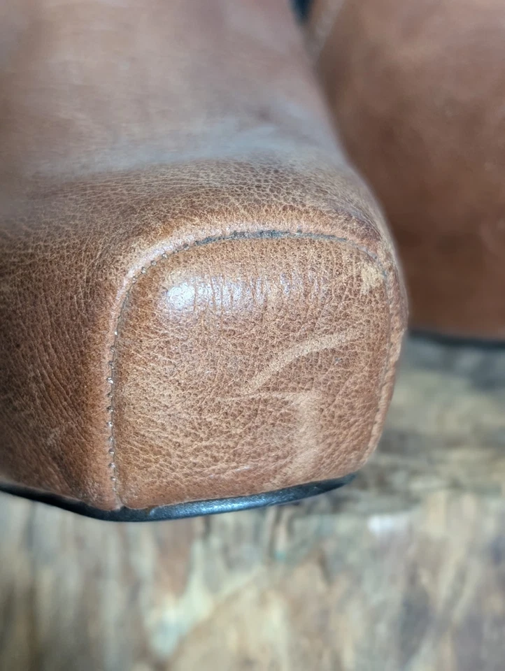 Jessica Simpson Livia Brown Leather Black Fabric Color-block Booties 5.5  - Image 3 of 4