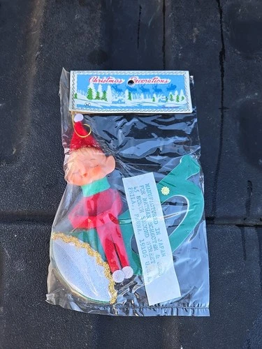 NOS MIP 60s Vintage Knee Hugger Elf Ornament W/ Trumpet Pixie Japan Schecter #1