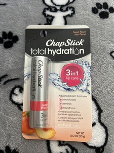 Chapstick Total Hydration 3 in 1 Lip Balm Sweet Peach Non-Tinted Rare New