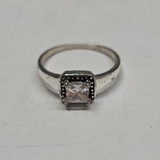 Size 7.25, vintage sterling silver 925 engagement ring with cz..... 2.3 g.