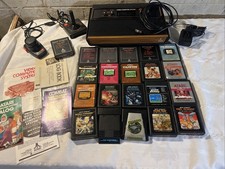 Atari 2600 4 Switch Woodgrain Console Joystick Driver Paddle Wires & 21 Games