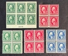 COLLECTION US STAMP WASHINGTON MINT NH BLOCKS 1909 - 1917 - PERF VARIETIES