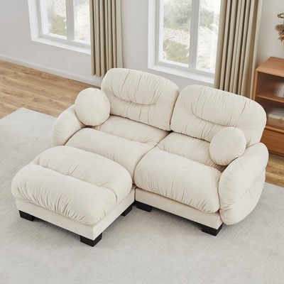 Modern L Shape Modular Sectional Sofa Chenille Cozy w/ Ottoman for Small Space