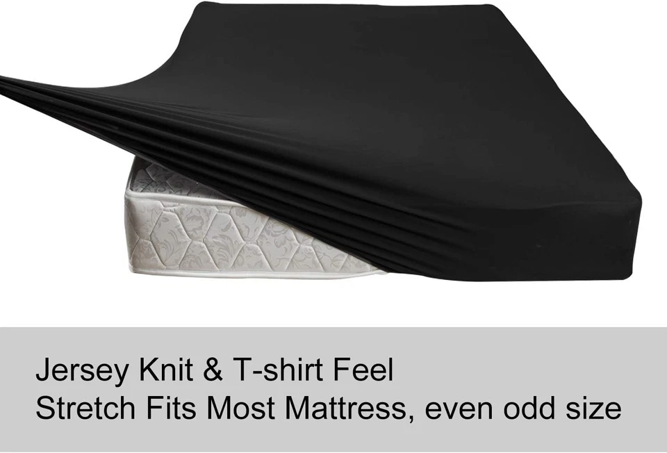 Sábana Ajustable Talla Queen Solo - Jersey Tejido Elástico 4 Vías, Acogedora Camiseta Suave, Foto 3 de 4