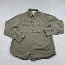 REI Shirt Mens Medium Green Chamois Button Up Organic Cotton Hiking Outdoors