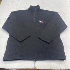 Vintage Tommy Hilfiger Black Fleece 1/4 Zip Pullover Sweatshirt Mens Large