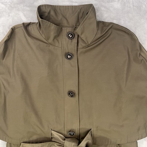 BETSEY JOHNSON Cape Trench Coat Women’s Large Poncho Mock Neck Lined Tan Jacket - Picture 2 of 21