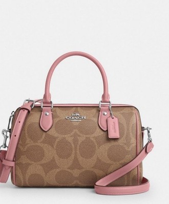 NWT COACH Women's Rowan Satchel In Maxi Signature Color Tan/dusty