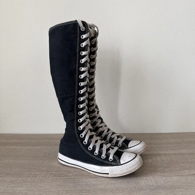 Converse Chuck Taylor XXHi Black White 20 Eye Knee High A09429C Women 6 Back Zip - Photo 1/4