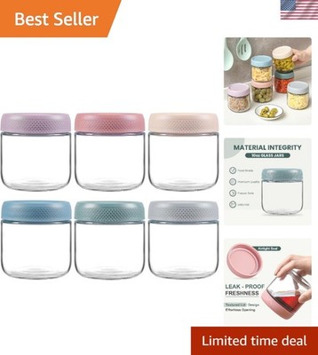 6-Pack 10oz Airtight Glass Jars - Perfect Overnight Oats & Salad Containers