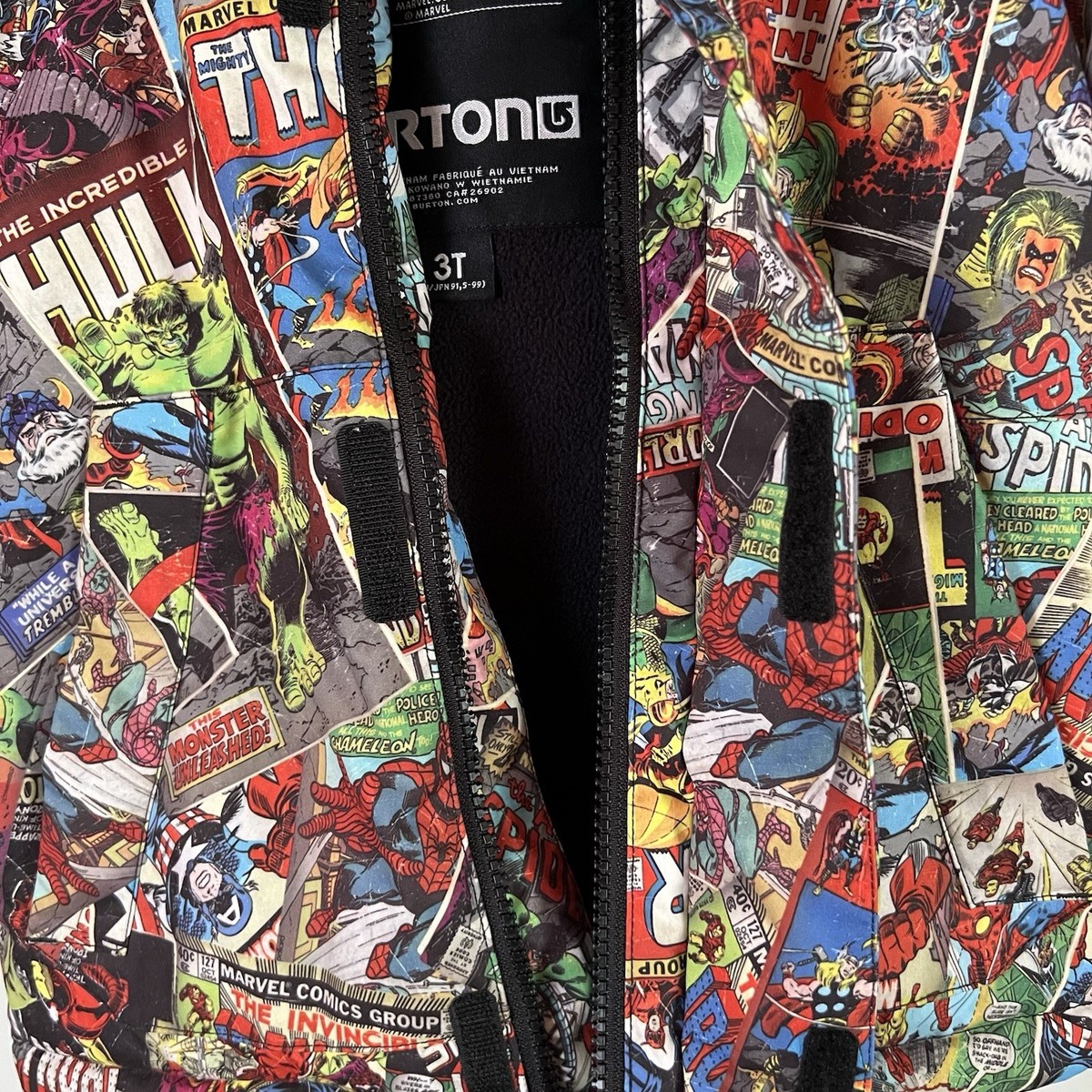 Marvel x Burton Boys Jacket 3T Comic Print Hooded Snow Coat