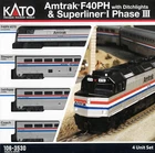 KATO 1063530 N Amtrak F40PH Phase III & 3-Superliner Cars 4-Unit Set 106-3530