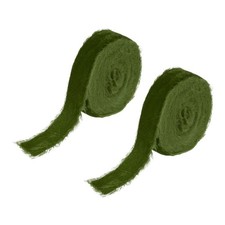 1 Inch Velvet Ribbon, 2 Roll Total 6 Yard Frayed Ribbon, Grass Green