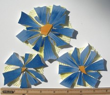 4" Blue Daisy Mosaic Tile Set-Broken Cut China Plate Tiles