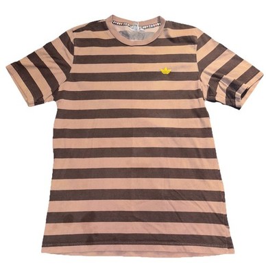 Adidas Original's Men's Striped Tee Shirt Brown/ Tan IR7586 SZ.M Missing Tag