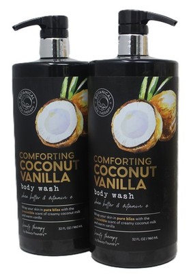 x2 Coconut Vanilla Botanical Spa Therapy Comforting Shea Butter Body Wash 32 oz