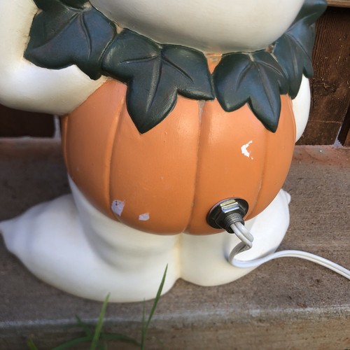 Linda calabaza fantasma de cerámica de colección Halloween parpadeante decoración iluminada 12" sin marca - Imagen 13 de 19
