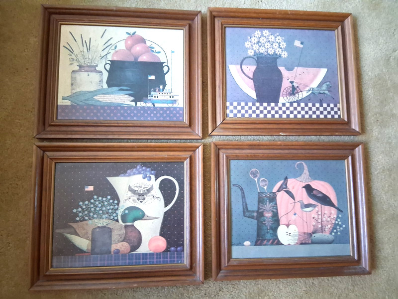 4 DECORATIVE FRAMED KITCHEN PICTURES