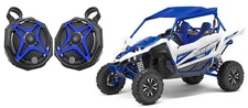 2) 6.5" Top Crossbar Roll Cage Roll Bar Speakers for Yamaha YXZ+Pods+Blue Grills