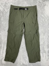 Eddie Bauer Convertible Pants Mens 38x32 Green Nylon Hiking Outdoor Zip Off