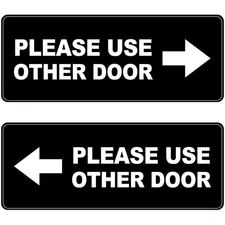 2Pack Please Use Other Door Sign, Left Right Arrow Entrance Sticker Sign