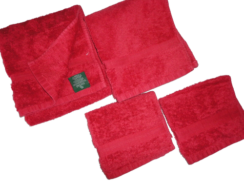 RALPH LAUREN CLASSIC RED (4PC) HAND TOWELS & WASHCLOTHS SET 100% COTTON - 第 2/4 張圖片