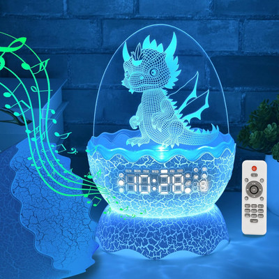 Dragon Egg Alarm Clock with Night Light White Noise Bluetooth Speaker, Dragon Gi