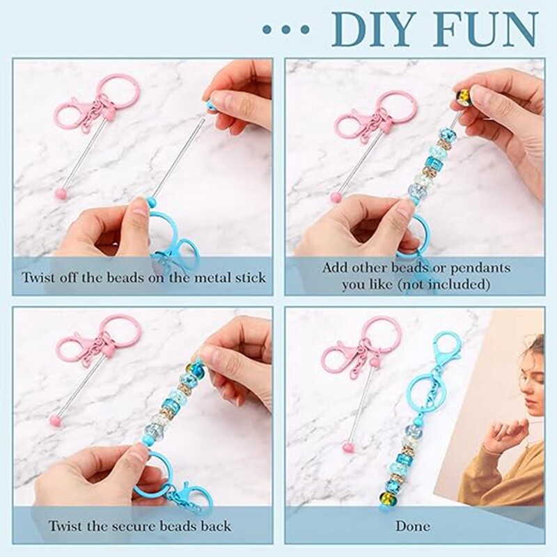 24Pcs Beaded Keychains Bulk Beads DIY Blank Keychains Metal Beaded3082 24pcs beaded keychains bulk beads diy blank keychains metal beaded3082
