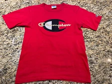 SWEET! Champion ‘EMBROIDERED’  Big C Logo! Men’s Small Red Short Sleeve T-Shirt!