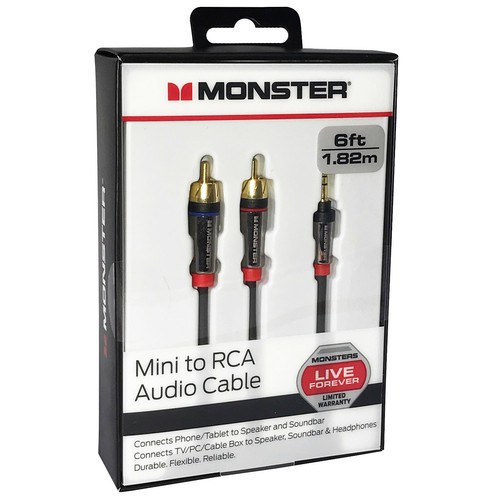 Monster 6 FT 1,82 M MINI ZU RCA AUDIO KABEL 3,5 mm Telefon Tablet