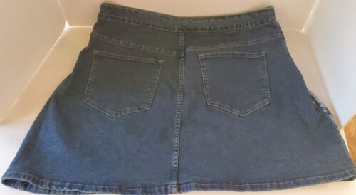 MIDDLE WAIST CAT PATTERN SLIT DENIM MINI SKIRT Size 1XL By CIDER BRAND NEW NWT - Picture 5 of 5