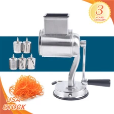 Multi-functional Food Rotary Grater Shredder Stainless Steel W/5 Drums Blades