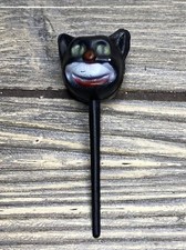 Vintage Cake Cupcake Decor Pick Black Cat Red Nose Smile 3  