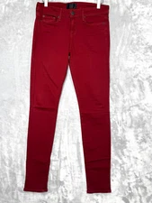 VINCE Skinny Jean Womens 28 Brick Red Mid Rise Stretch Pockets Made In USA