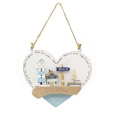 Heart-Shaped Seashore Plaque | Decorative Nautical Wall Art Beach Sign - 16cm