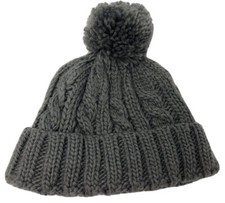 TUCKER  TATE Chunky Gray Lined Pom Pom Beanie Size 2 -4 Year
